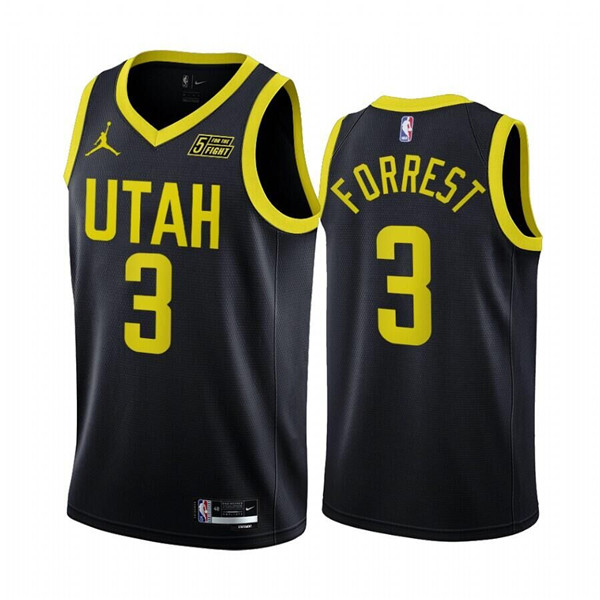 Men's Utah Jazz #3 Trent Forrest 2022/23 Black Statement Edition Stitched Basketball Jersey
